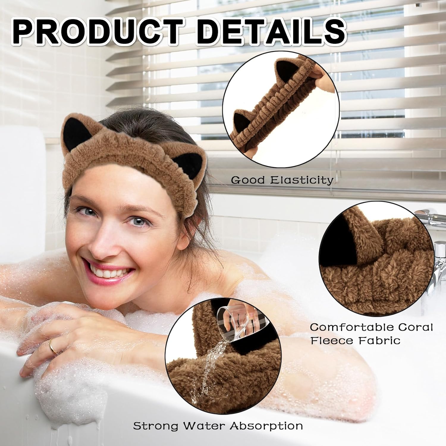 4-Piece Set Headband for Washing Face, Cute Makeup Headband & Wrist Bands to Wash Face, Skincare Headband, Spa Headband, Face Wash Wristbands, Stretchable Headbands, Perfect for Spa and Sports Use